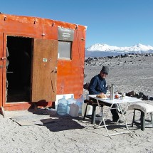 Sunny breakfast at 5200 meter height (Refugio Atacama)